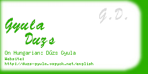 gyula duzs business card